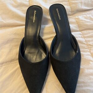 Reformation Black Mules Sleek Minimalist Design